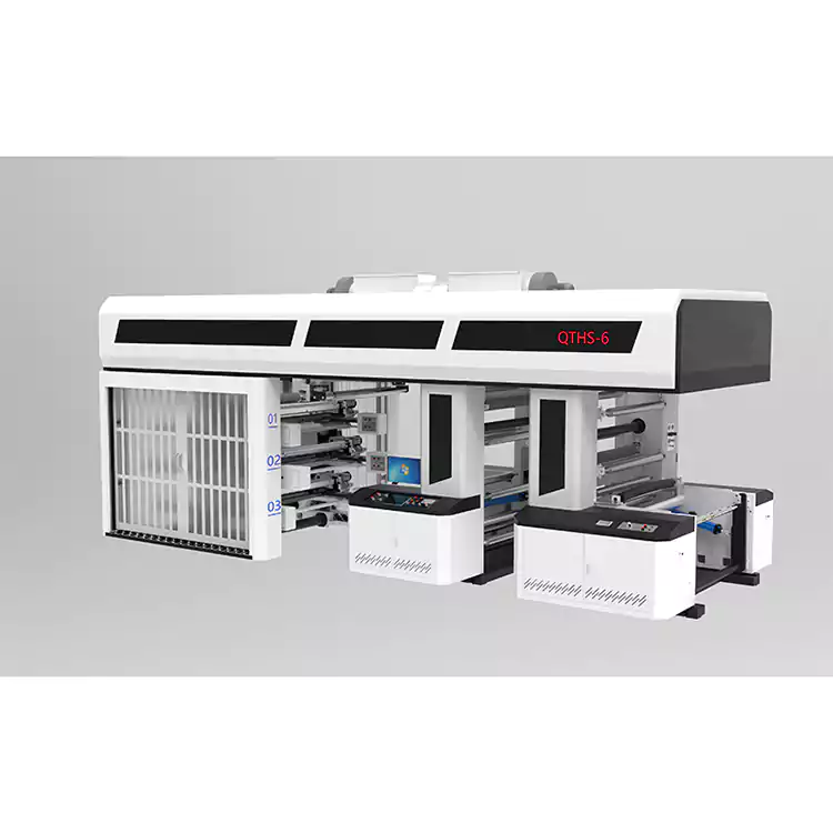 6 Colors Servo Drive Gear Type Central Drum Flexo Printng Machine Sleeve Type